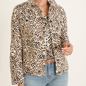 Chicos used leopard Jean jacket.  Barely used, in excellent condition.  Size 1
